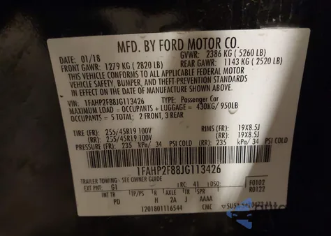 2018 Ford Taurus Limited из США, поврежденный, VIN 1FAHP2F88JG113426